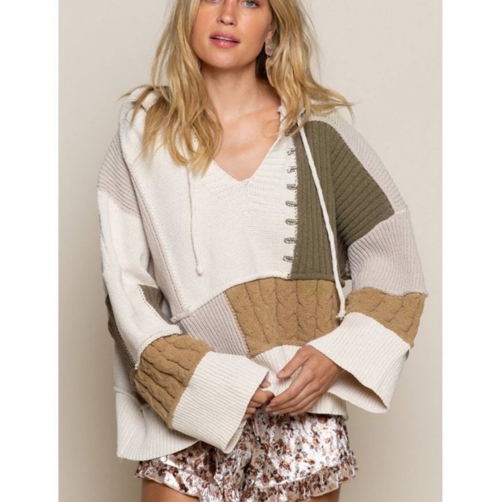 POL patchwork sweater